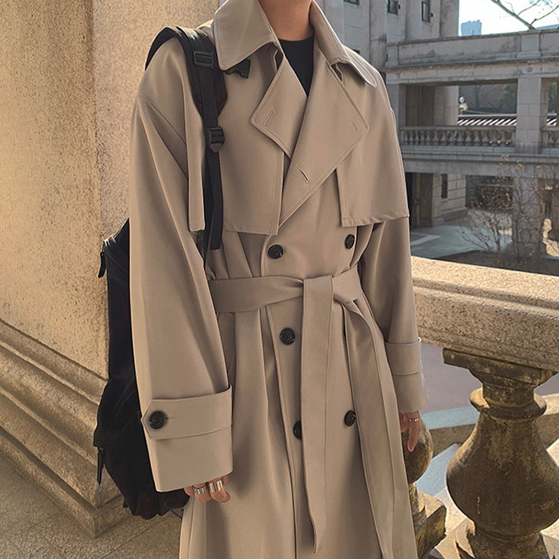 Loose Double-breasted Over-the-knee Coat