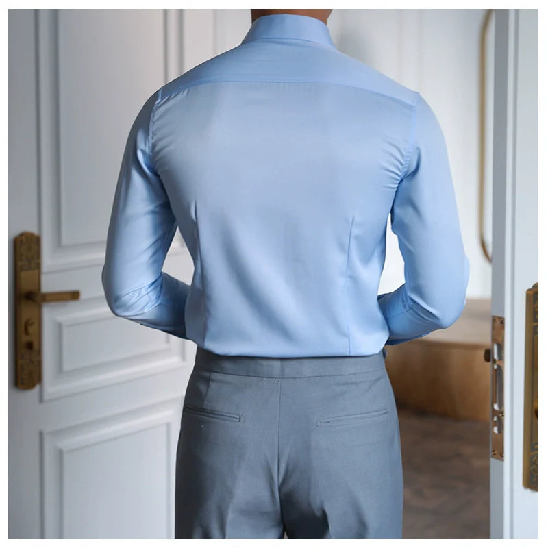 Men's Slim Fit Business Casual Long Sleeve Shirt