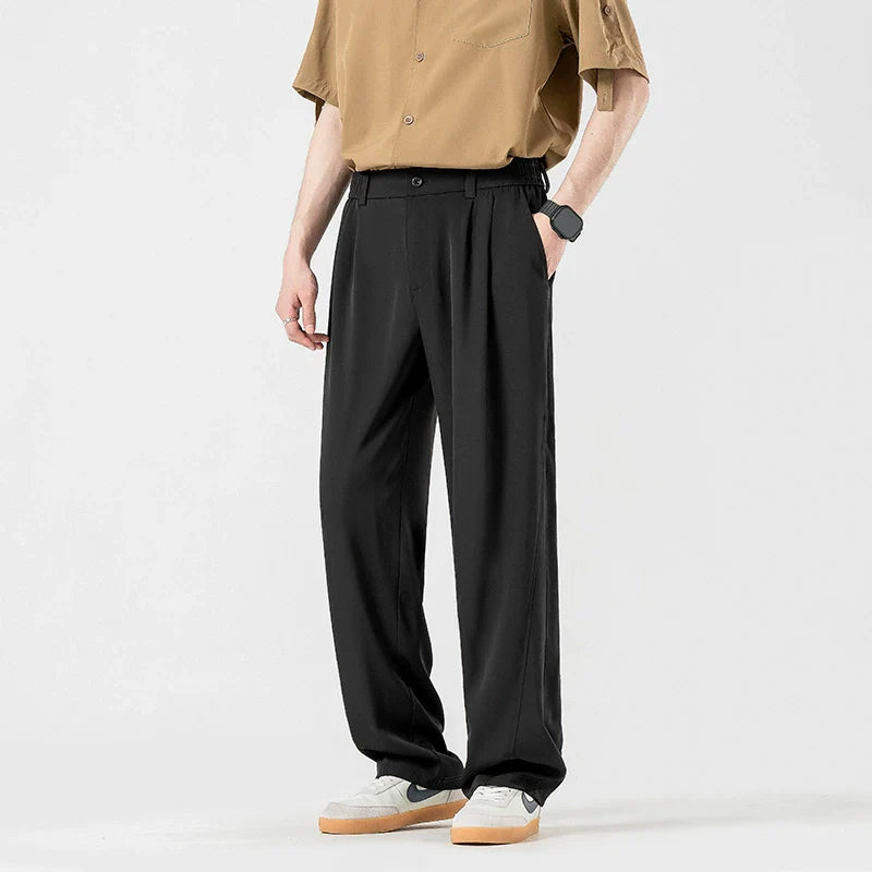 Drape Casual Thin Loose Straight Long Trousers