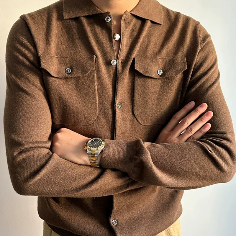 Lapel Knitted Loose Wool Cardigan