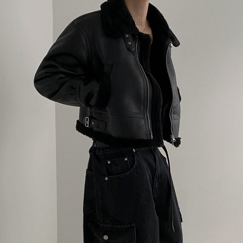 Loose-fitting Sherpa Suede Jacket