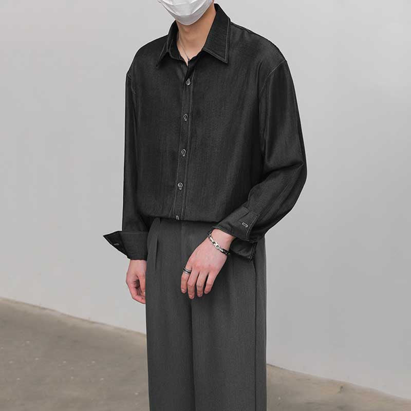 Loose Solid Color Drape Non-iron Shirt