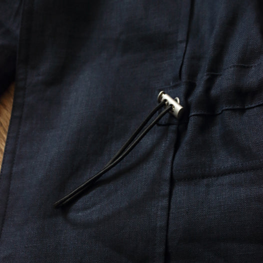 POLO Collar Unstructured Linen Solid American Jacket