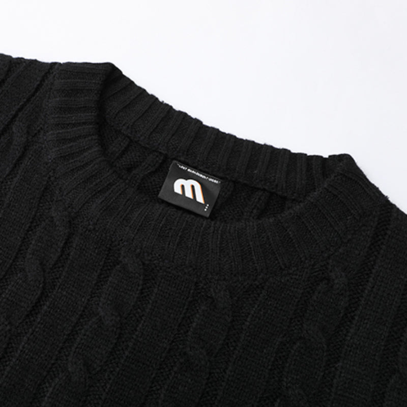 Round Neck Twist Pullover Warm Loose Sweater