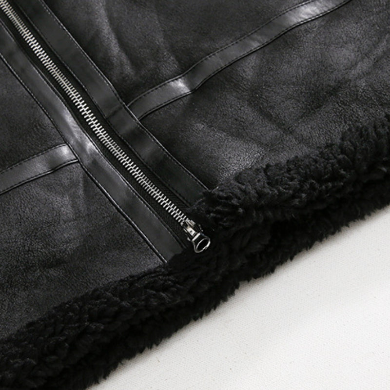 Loose-fitting Sherpa Suede Jacket