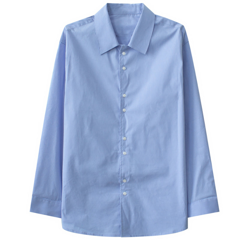 Loose Casual Lapel Pinstripe Shirt