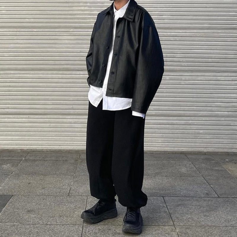 Retro Short Silhouette Leather Jacket
