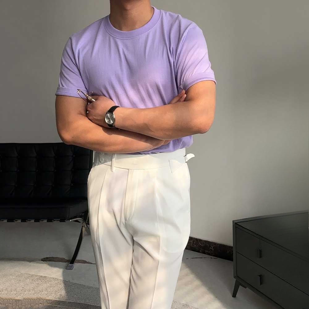 Solid Color Round Neck Seamless Short Sleeves