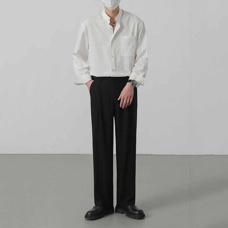 Stand Collar Long Sleeve Casual Shirt
