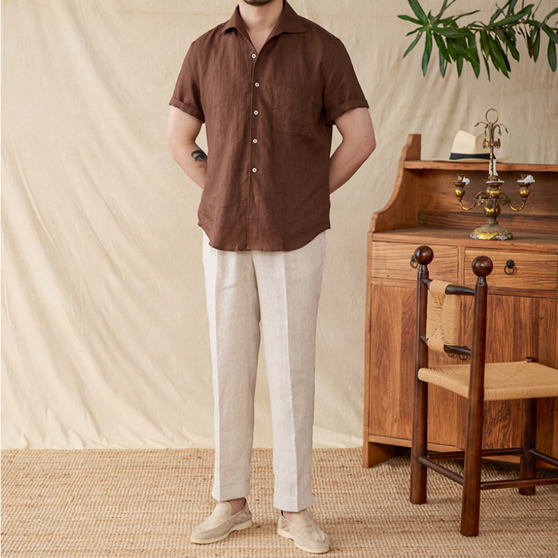 100% Linen Breathable Casual Thin Business Shirt