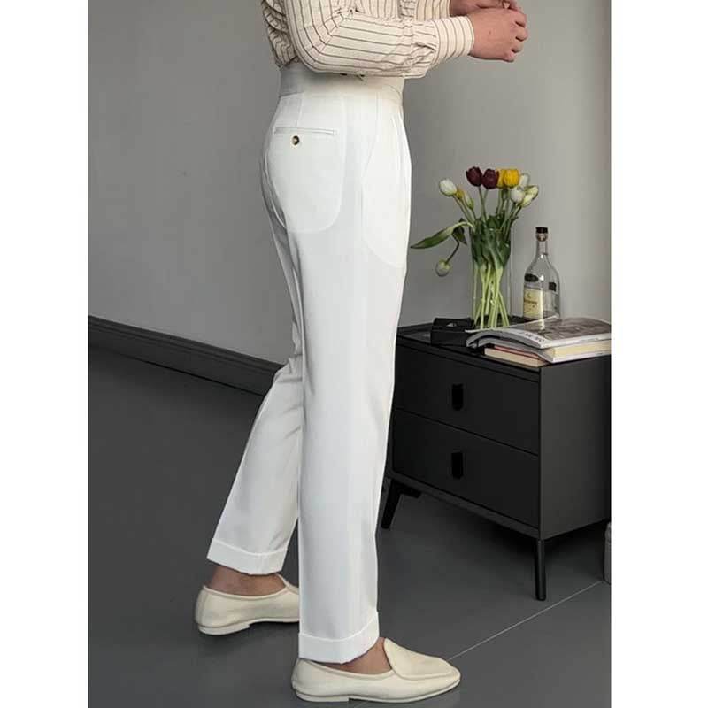 Button-style Adjustable High Waist Non-iron Trousers