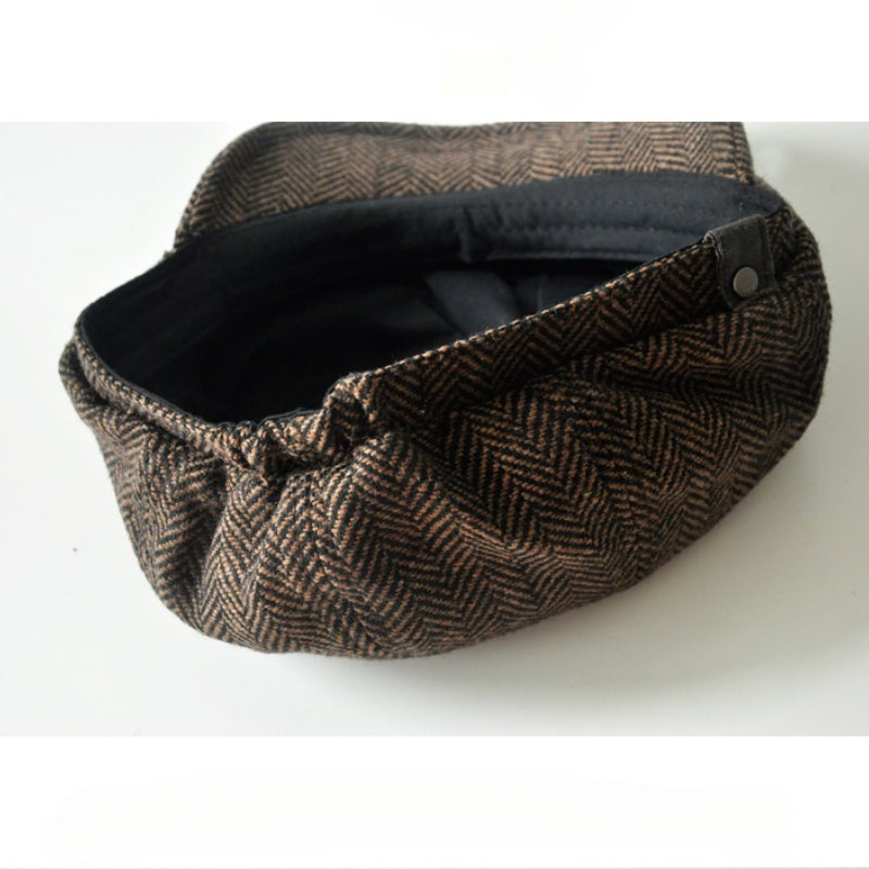 Wool Round Short Brim Octagonal Beret