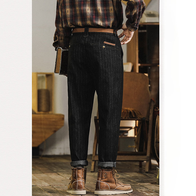 Loose Fit Washed Tapered Stripe Jeans
