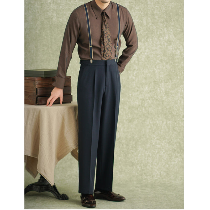 Casual Business Straight Trousers Retro High Waist Pants