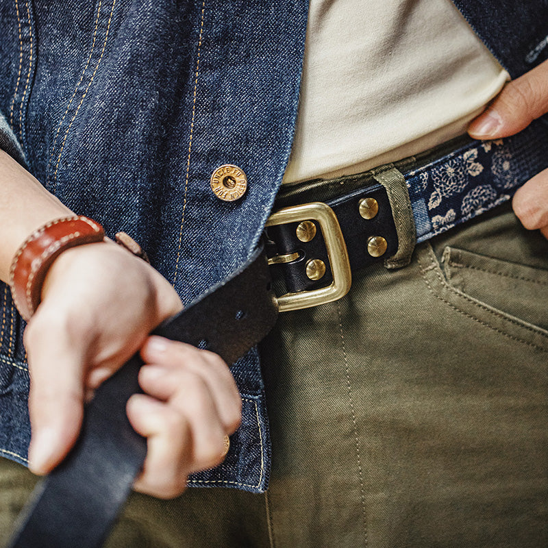 Work Print Pin Buckle Vintage Belt