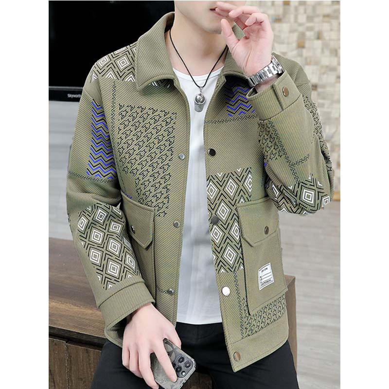 Lapel Printed Casual Jacket