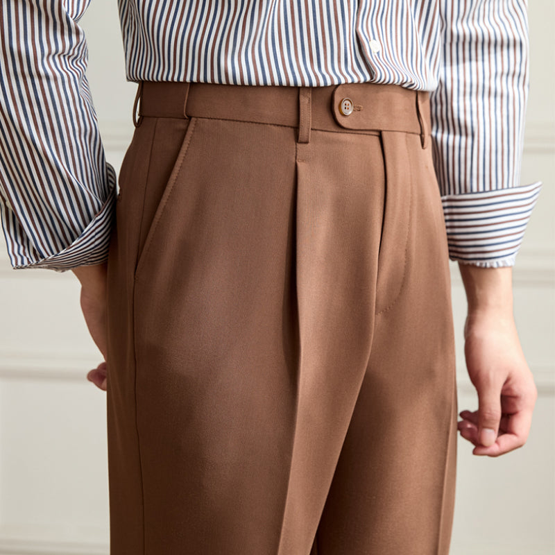Retro Elastic Waist Non-iron Business Slim Fit Trousers