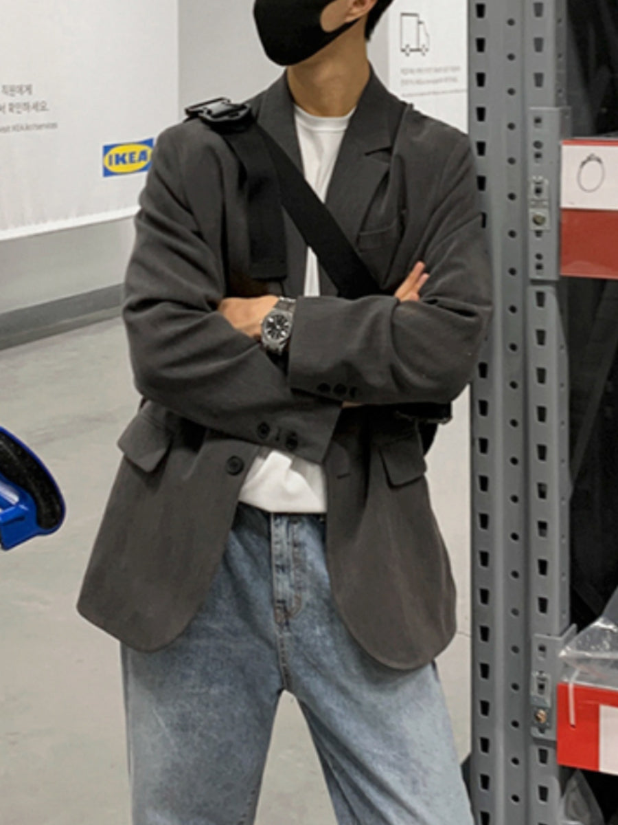 Korean Style Loose Casual Single-breasted Blazer