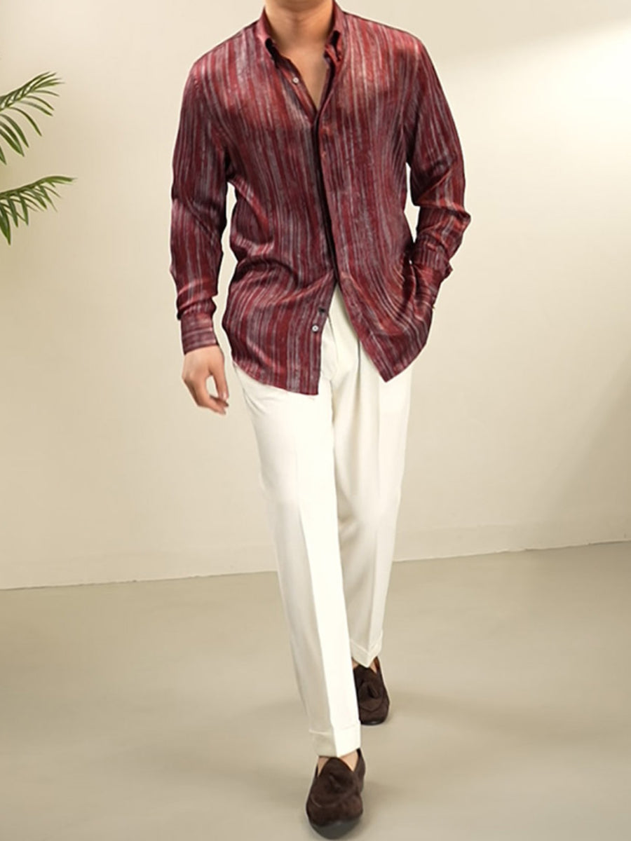 Striped Non-iron Thin Single-breasted Shirt