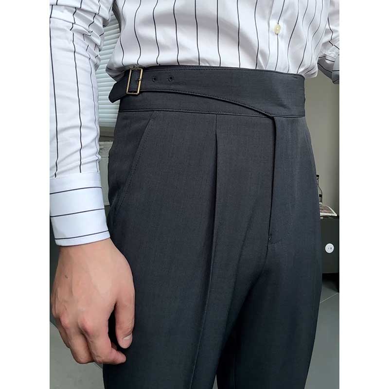 Drape High Waist Straight Vintage Trousers