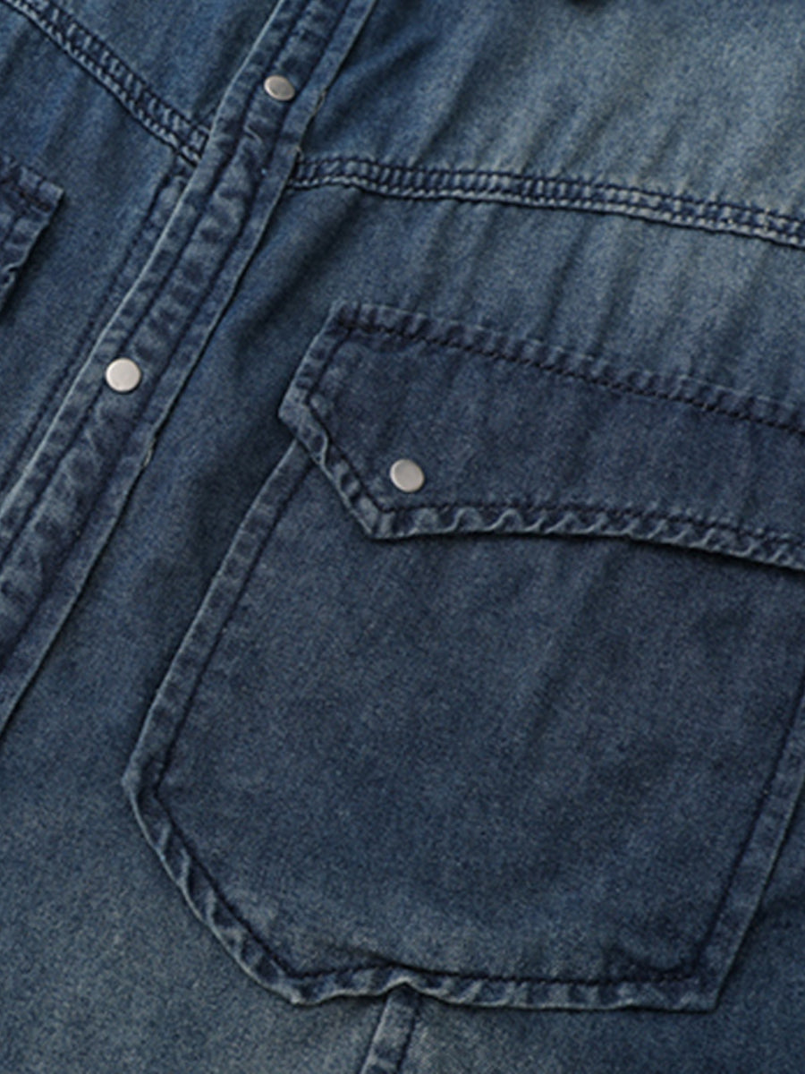 Vintage Loose Casual Washed Denim Shirt