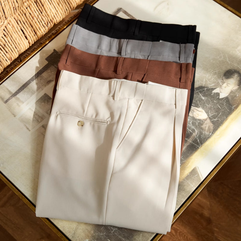 Retro Elastic Waist Non-iron Business Slim Fit Trousers