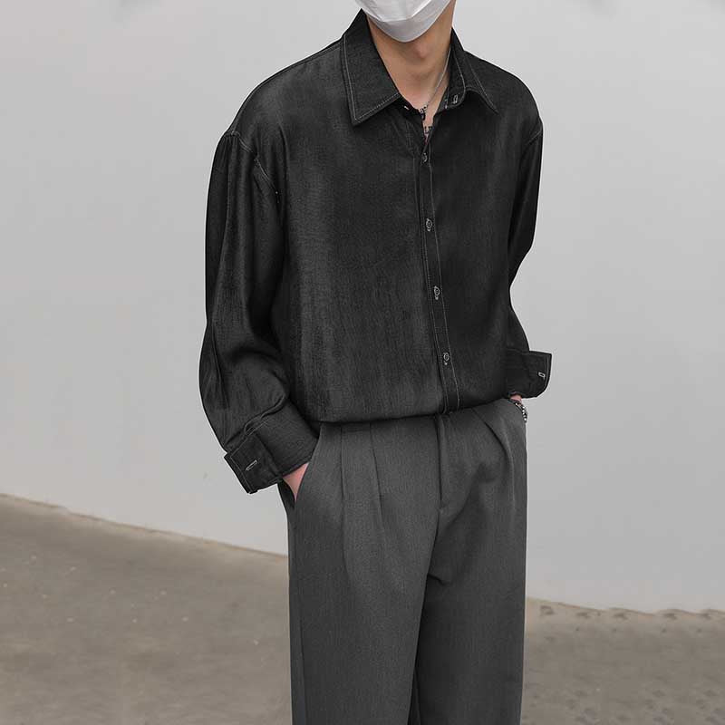 Loose Solid Color Drape Non-iron Shirt