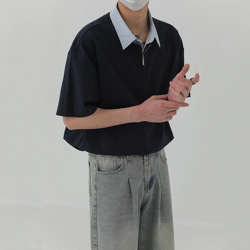 Patchwork Fake Two-piece POLO Shirt