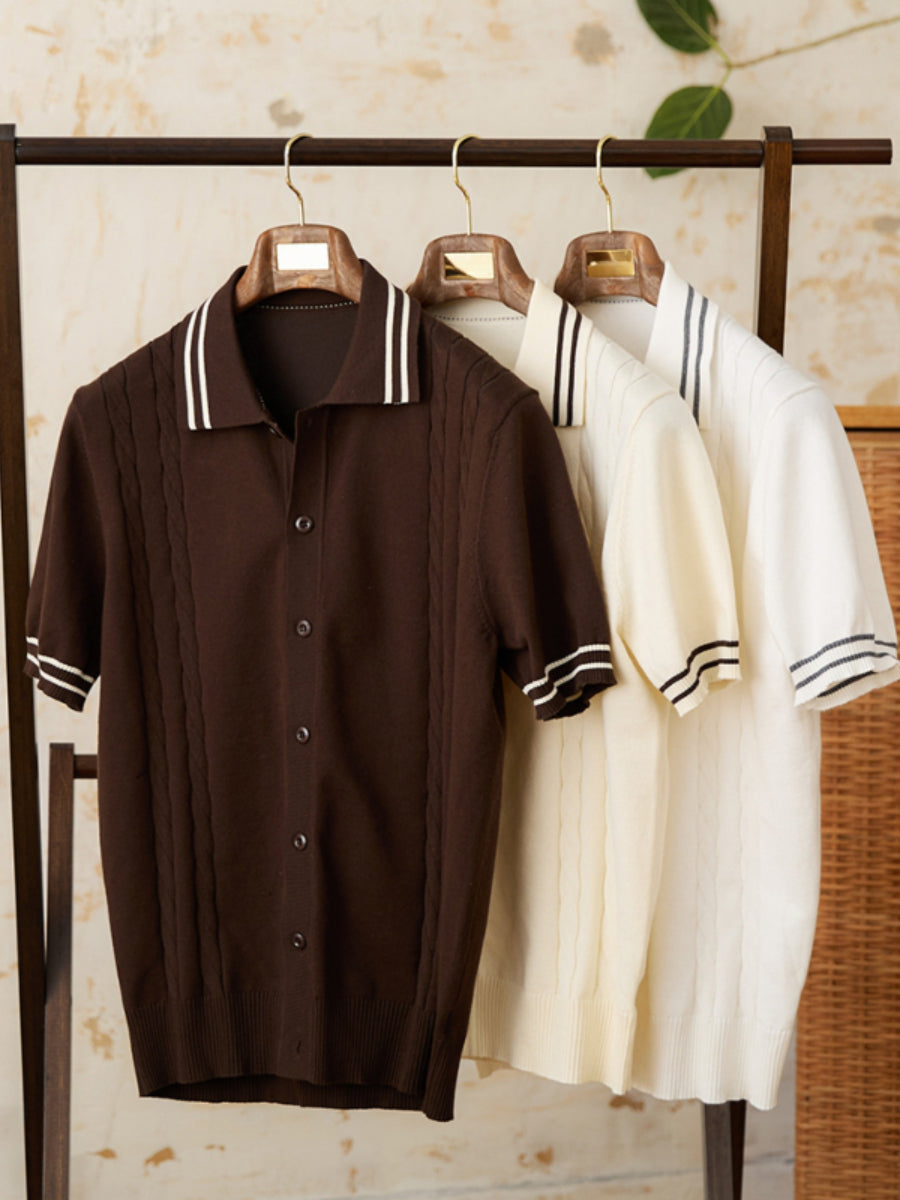 Italian Lapel Cotton Casual Knitted POLO Shirt