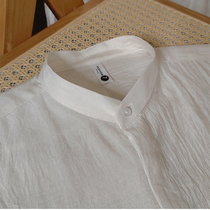 Men's Casual Slim Fit Cotton And Linen Shirt