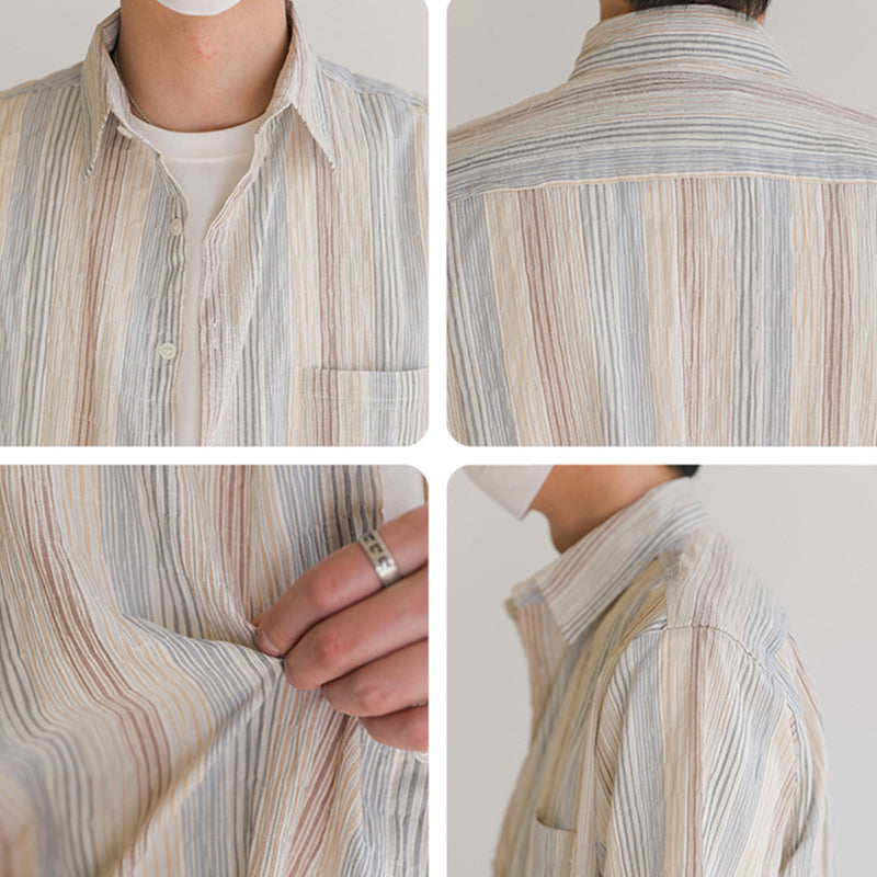 Loose Striped Floral Shirt