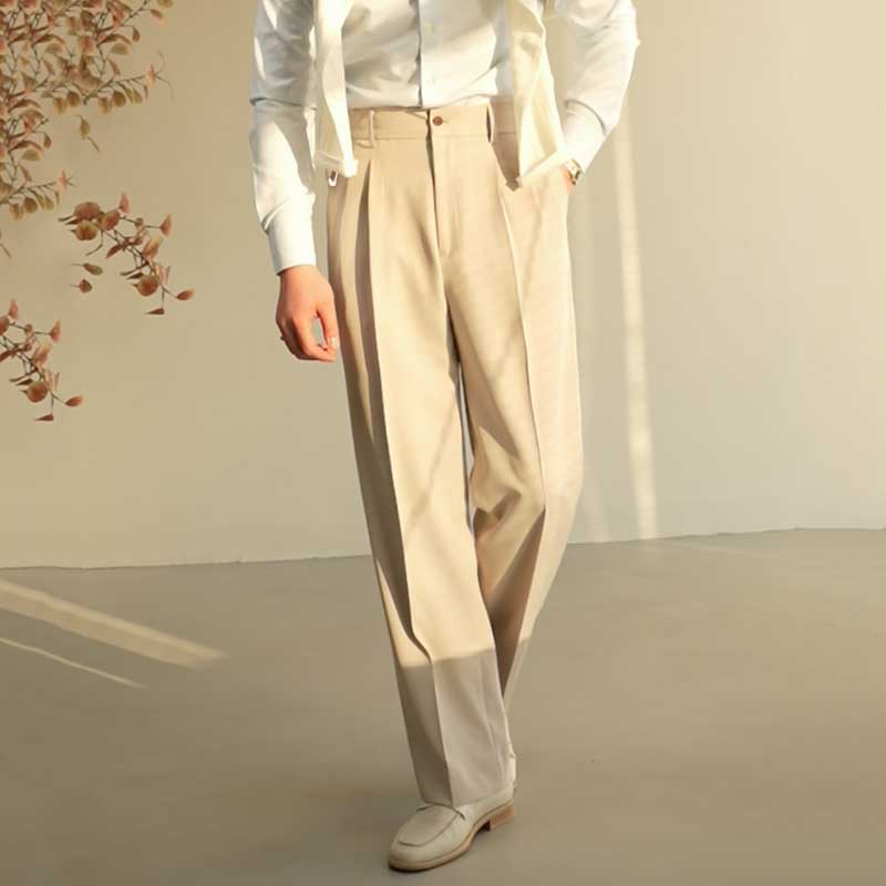 High Waist Straight No Ironing Wide Leg Trousers