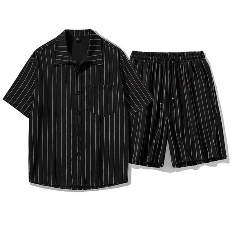 Summer Striped Shirt Casual Suit