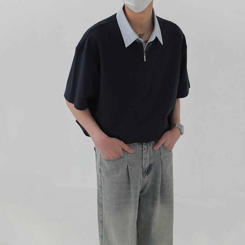 Patchwork Fake Two-piece POLO Shirt