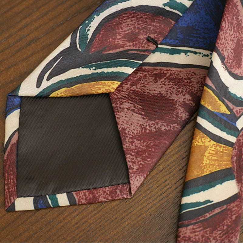 Men's Patterned Oil Painting Hand-tied Large Tie