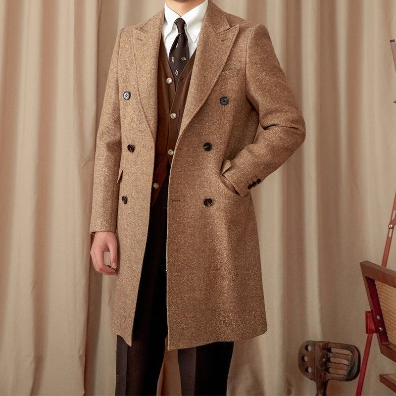 Wool-Silk Blend Tweed Coat