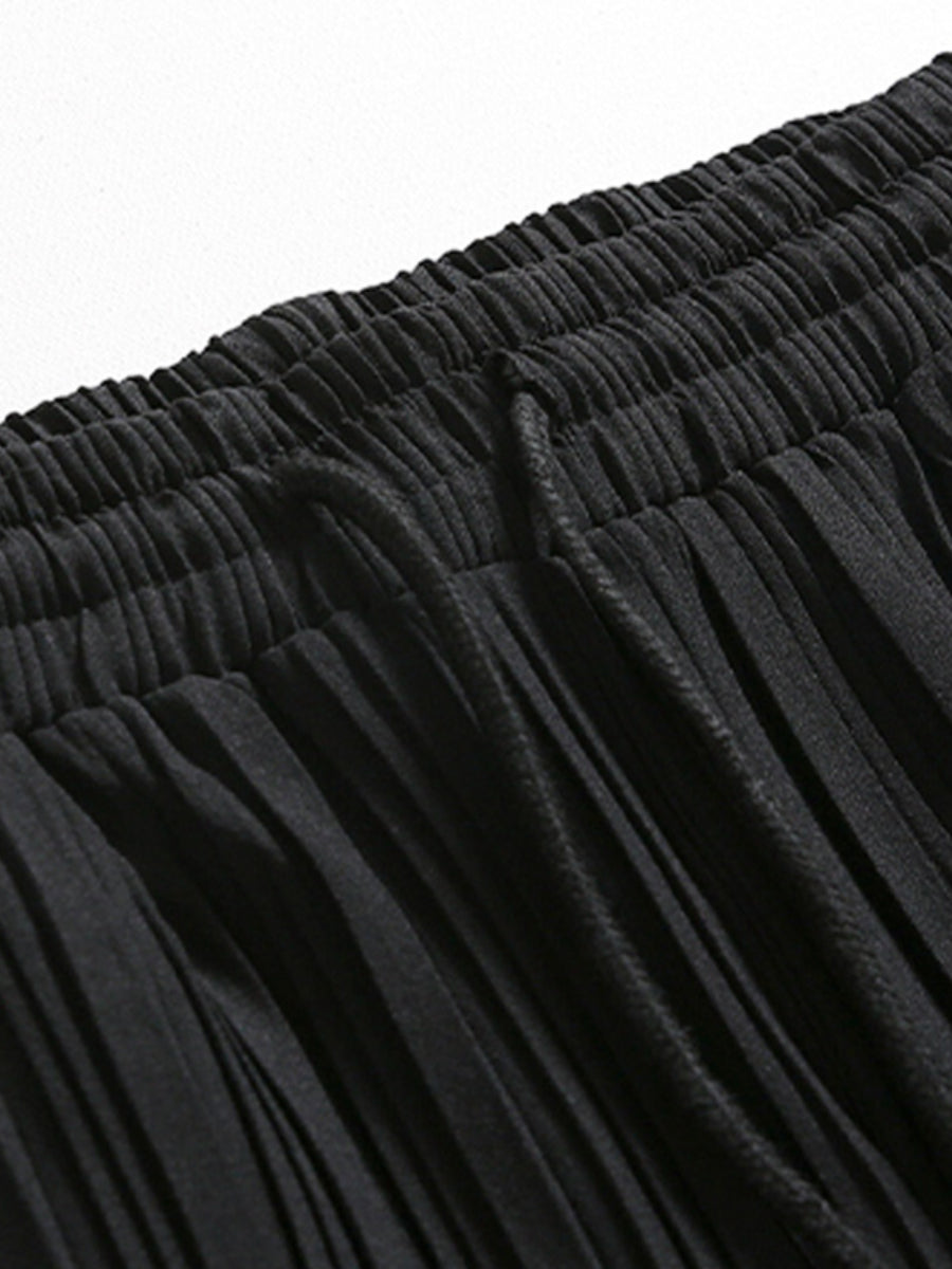 Ice Silk Loose Pleated Drape Wide-leg Pants