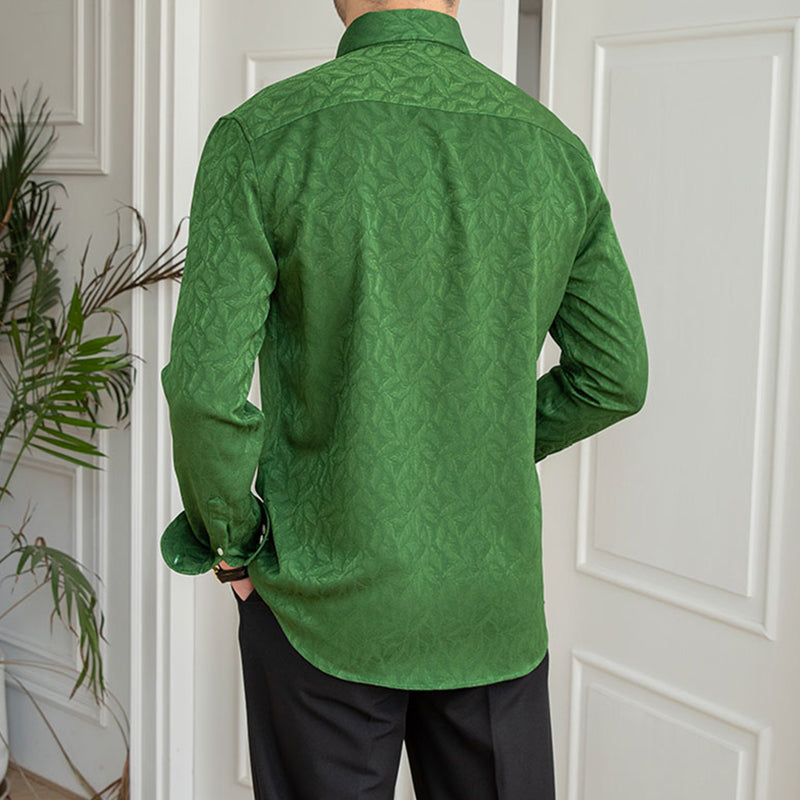 Casual Jacquard Long Sleeve Shirt
