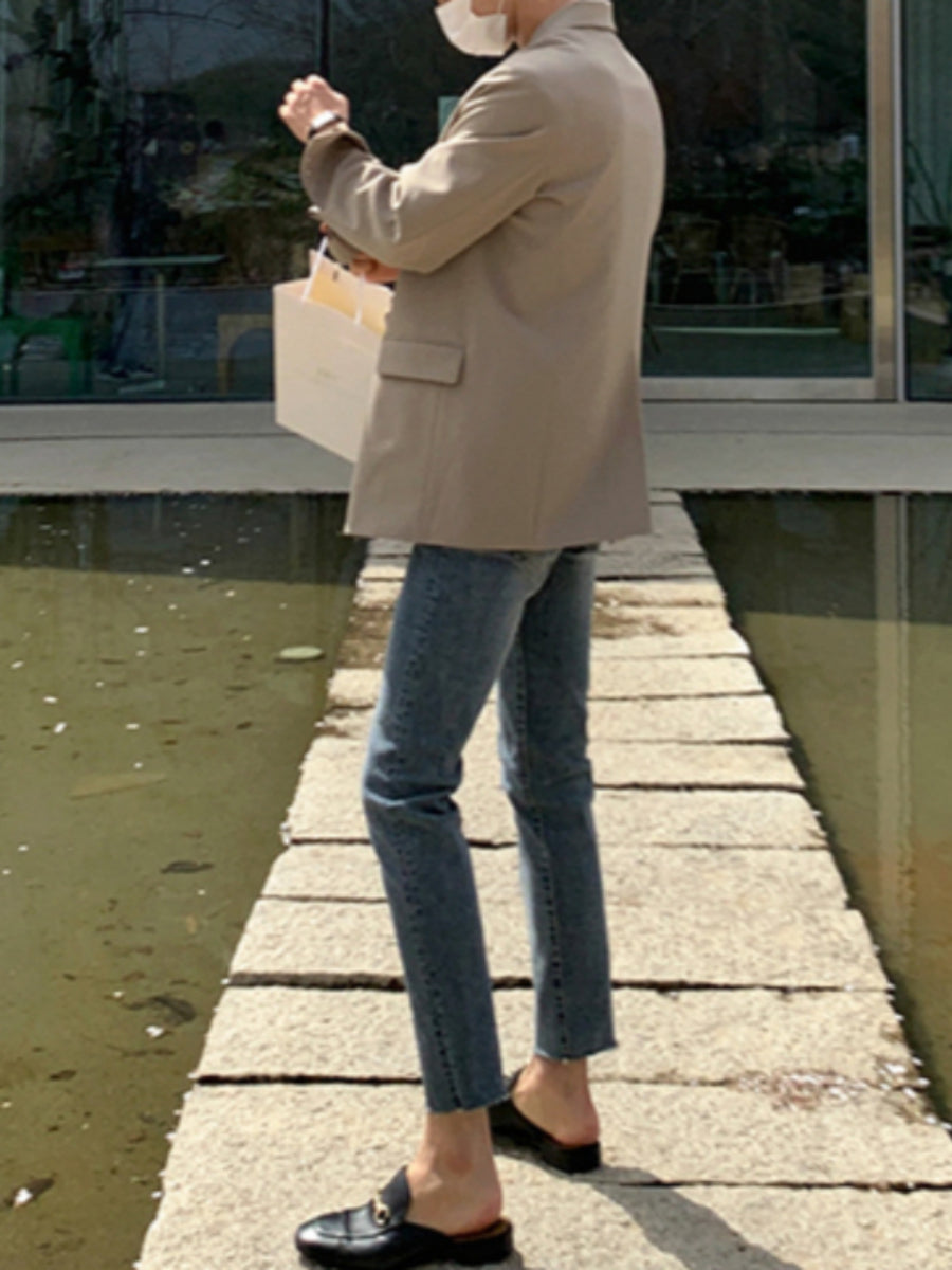 Korean Style Loose Casual Single-breasted Blazer