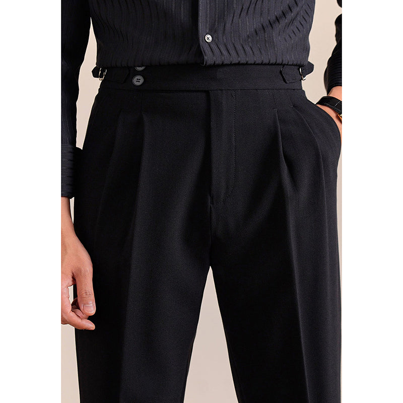 Summer Breathable Italian Double Pleated Naples Straight Trousers