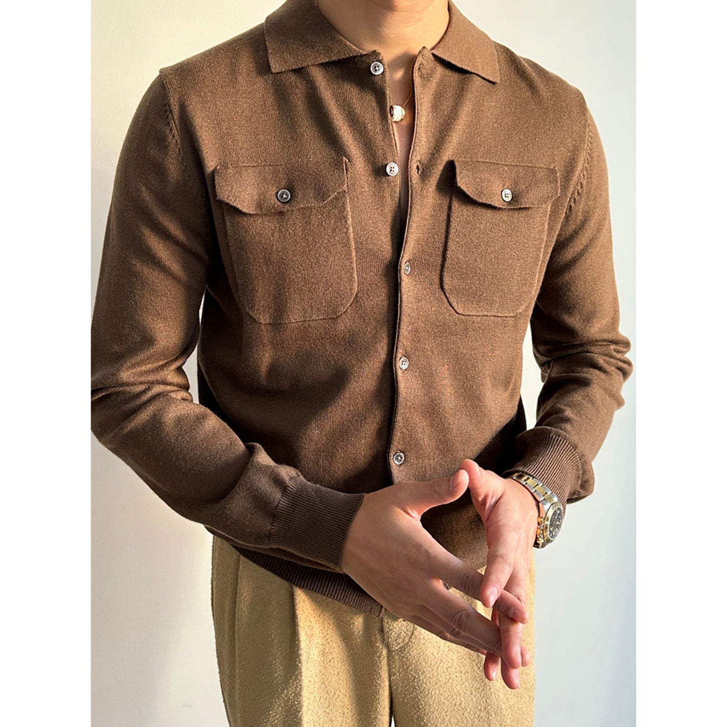 Lapel Knitted Loose Wool Cardigan