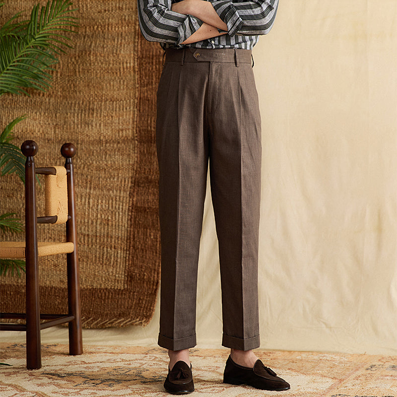 Cotton And Linen Breathable Thin High Waist Straight Pants