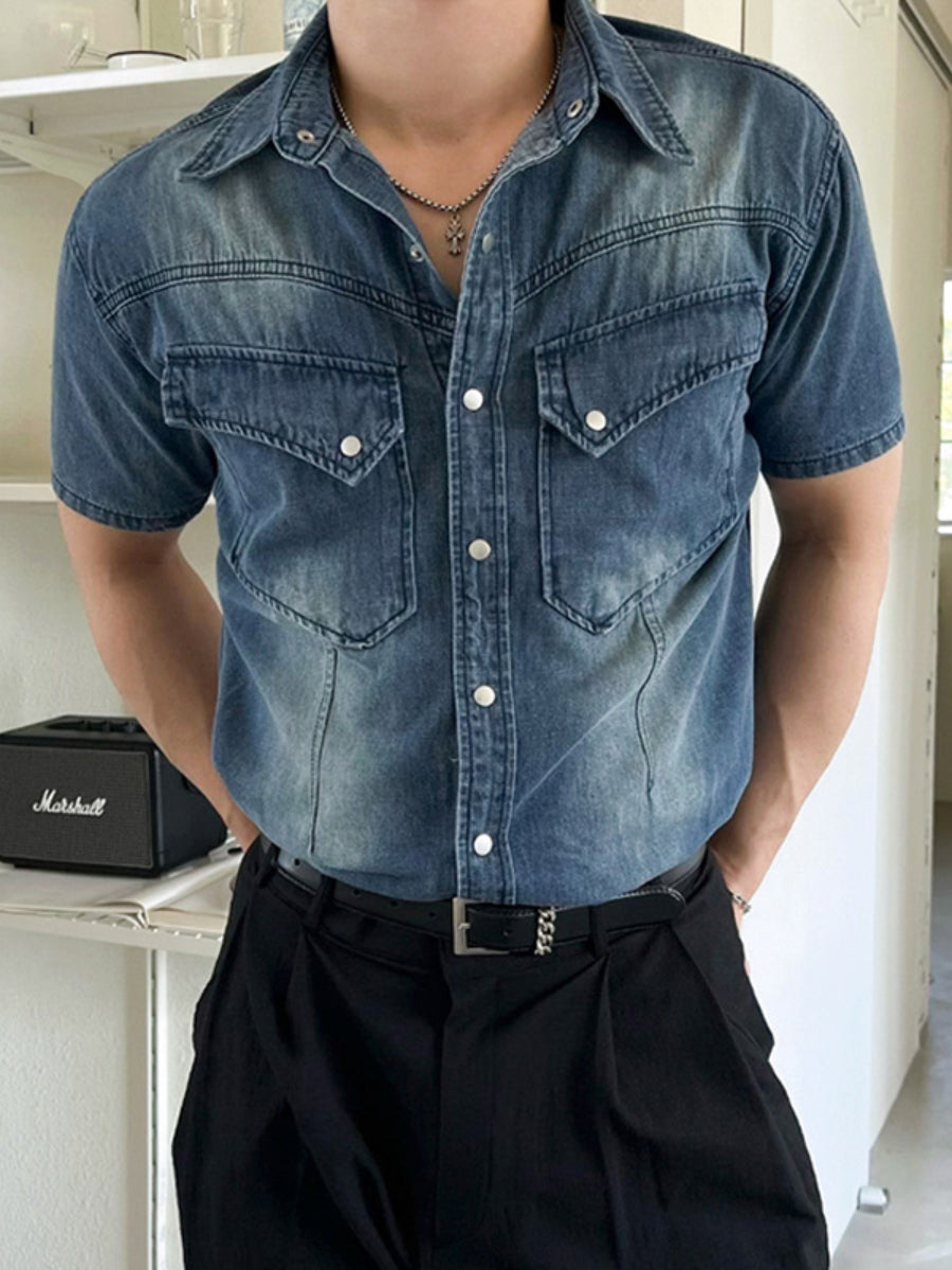 Vintage Loose Casual Washed Denim Shirt