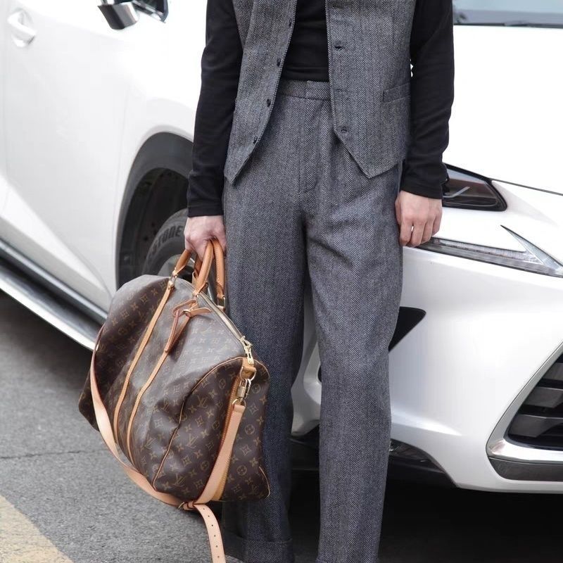 Slim Fit Wool Oversized Herringbone Suit Vest