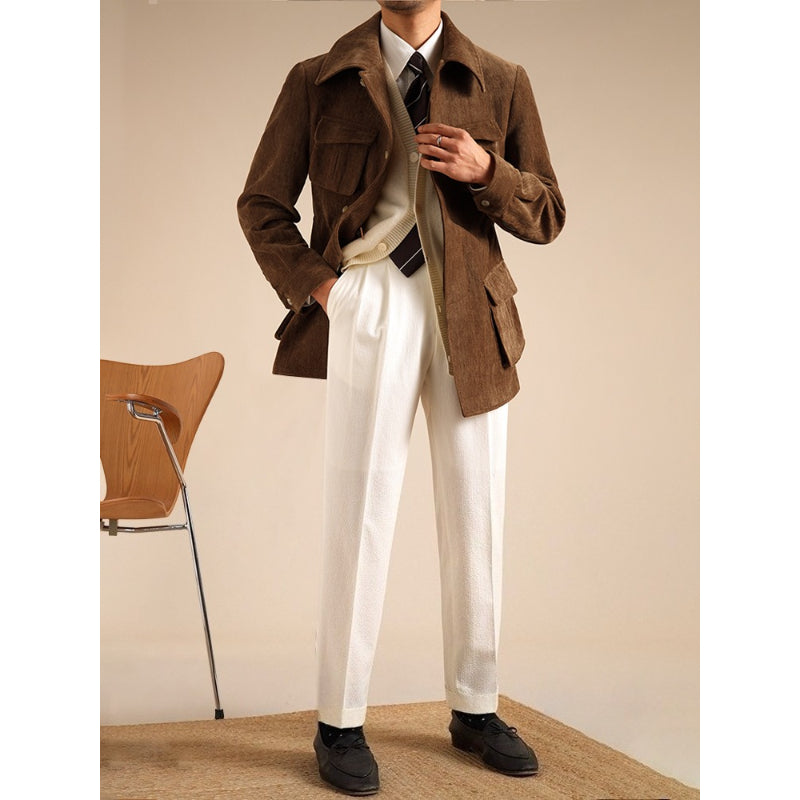Chenille Plain Safari Jacket