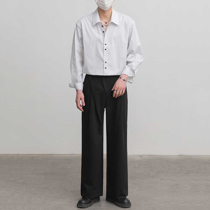 Loose Casual Lapel Pinstripe Shirt