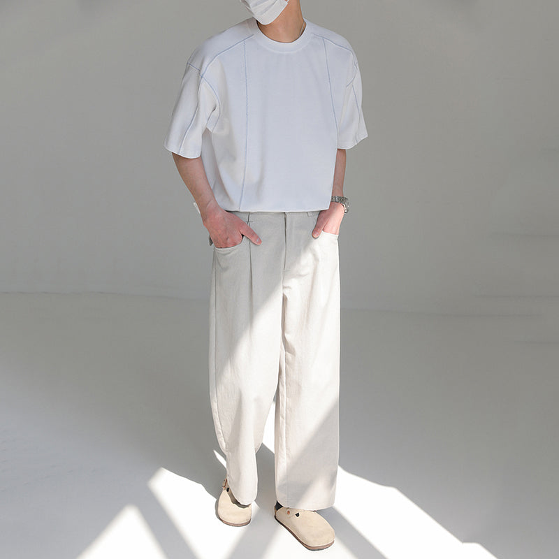 Round Neck Structured Clear Lines Loose T-shirt