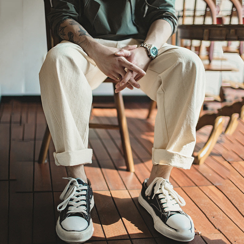 Men's Retro Loose Workwear Straight Wide Leg Pants