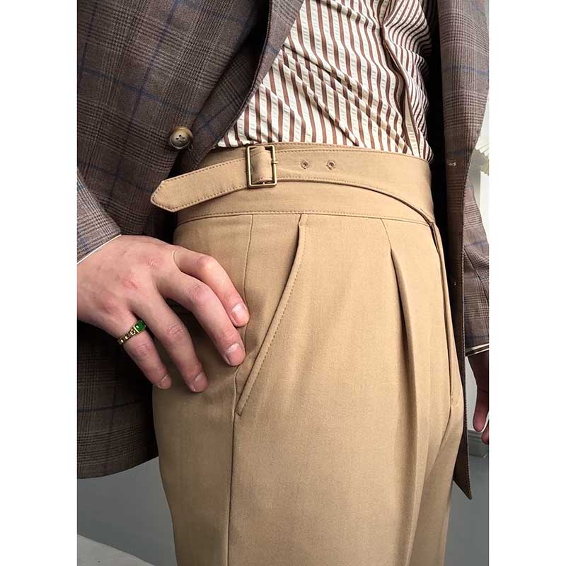 Drape High Waist Straight Vintage Trousers