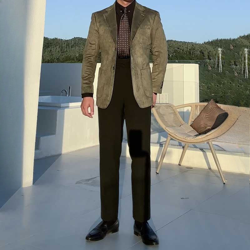 Slim Fit Vintage Suede Blazer